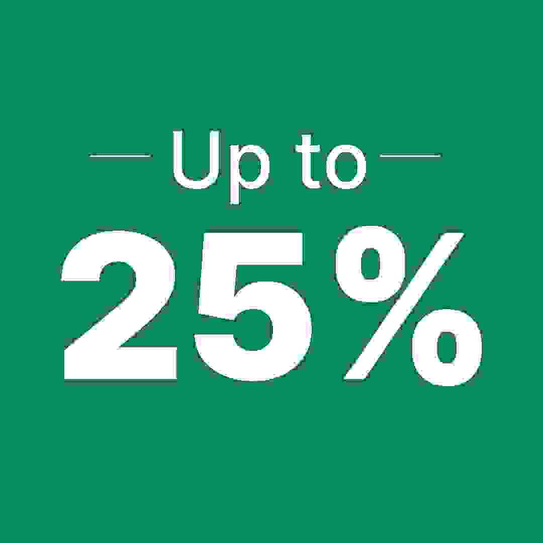 Up to 25% off on top brands + Extra 8% OFF on Healthcare products