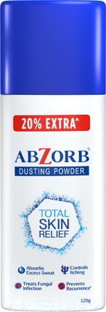 Abzorb Total Skin Relief Dusting Powder (20% Extra) Bottle Of 120gm