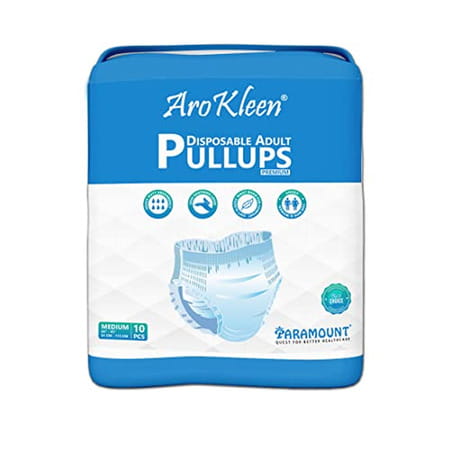 Arokleen Adult Diaper Pull-Ups Medium (Waist Size: 61 Cm-115 Cm) 10 Pcs Per Packet Pack Of 12