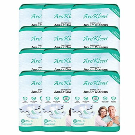 Arokleen Adult Diaper Tape Style Large (Waist Size: 102 Cm-150 Cm) 10 Pcs Per Packet Pack Of 12