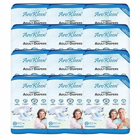 Arokleen Adult Diaper Tape Style Medium (Waist Size: 72 Cm-102 Cm) 10 Pcs Per Packet Pack Of 12