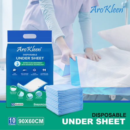 Arokleen 90 X 60 Cm Patient Disposable Underpads Super Absorbent Polymer 10pcs (Pack Of 1)