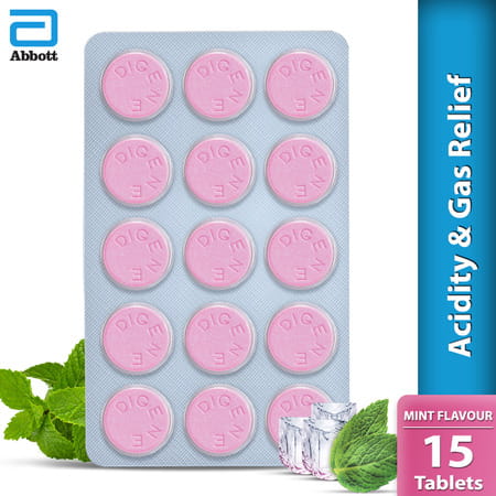 Digene Acidity & Gas Relief Tablets 15s- Mint Flavour