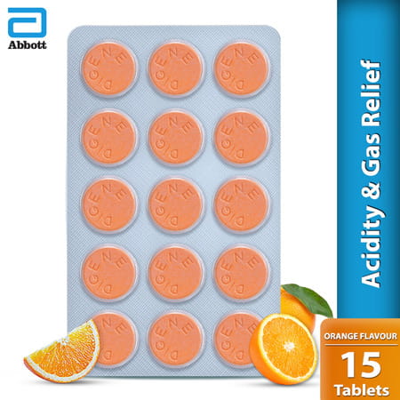 Digene Acidity & Gas Relief Tablets 15s- Orange Flavour