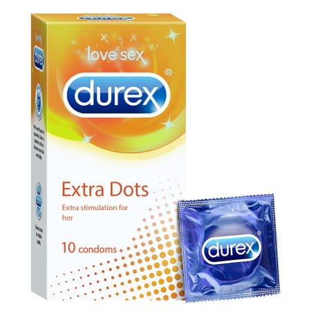 Durex Extra Dots Packet Of 10 Condoms