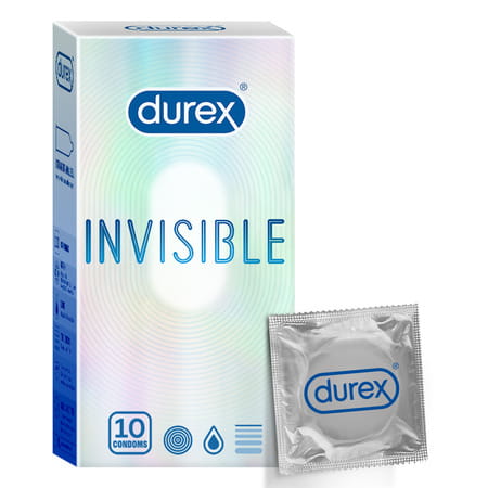 Durex Invisible Super Ultra Thin Condoms For Men - 10s