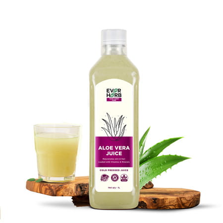 Everherb (By Pharmeasy) Aloe Vera Juice With Pulp - Rejuvenates Skin & Hair - 1 Litre Bottle