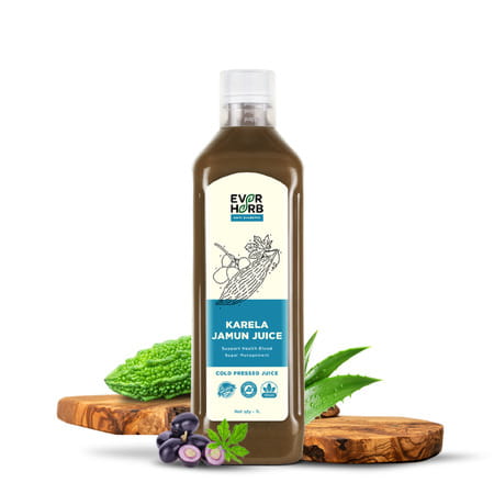 Everherb Karela Jamun Juice - Helps Maintains Healthy Sugar Levels -Helps In Weight Management - 1l