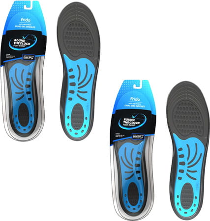 Frido Dual Gel Insoles| Unisex Shoe Inserts For Work And Casual Shoes|Sizes 5-9 Uk|Pack Of 2 Pairs