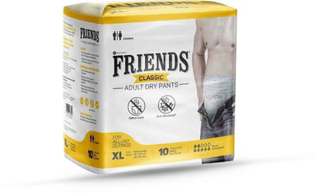 Friends Classic Adult Diapers Pants Style - 10 Count (Xl) Waist 30-56 Inch