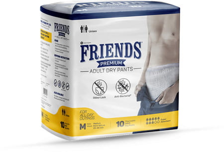 Friends Premium Adult Diapers Pant Style - 10 Count - M Waist 25-48 Inch