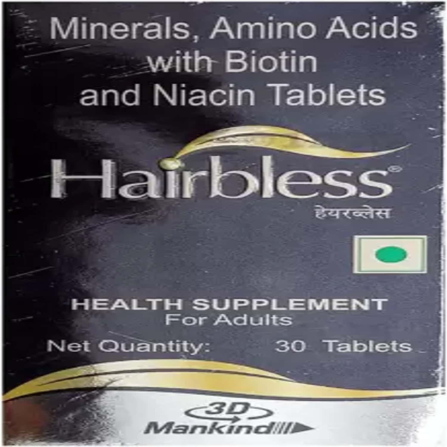 Hairbless Health Supplement Bottle Of 30 Tablets