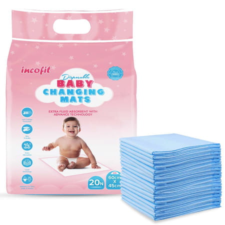 Incofit Baby Disposable Changing Mats (Underpad) 60 X 45 Cm 20 Pcs Per Packet Pack Of 1