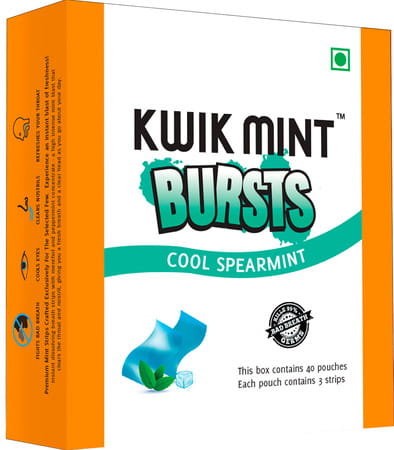 Kwik Mint Instant Action Mouth Freshener Spearmint Strips - Pack Of 1 (1 X 20 G)