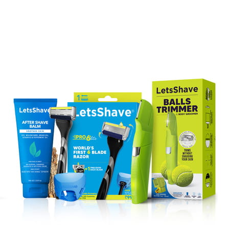 Letsshave Balls Trimmer With Shaving Razor And After Shave Balm100ml Combo For Men