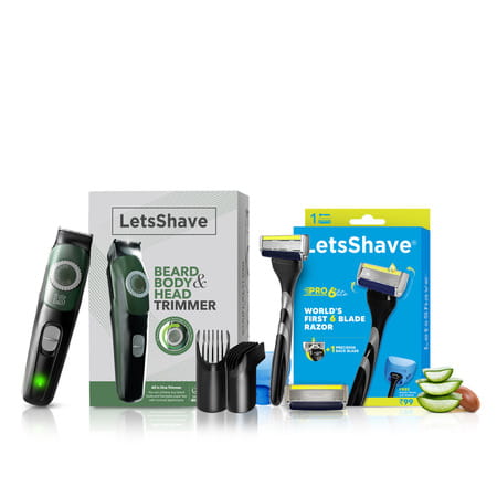 Letsshave Beard Body Head And Pro 6 Razor Kit For Men