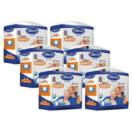 Liberty Premium Adult Diaper Extra Large (Xl) 60 Count Waist 38-65 Inch Pack Of 6 10 Count/Pack