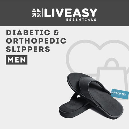 Liveasy Essentials Men'S Diabetic & Orthopedic Slippers - Black - Size Uk 8 / Us 9