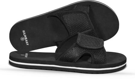 Liveasy Essentials Men'S Diabetic & Orthopedic Velcro Slippers - Black - Size Uk 9