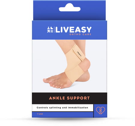 Liveasy Ortho Care Ankle Support - Prevents Swelling - Boosts Performance - Size Medium