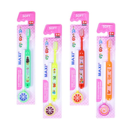 Maxi Abc Baby Toothbrush And Tongue Cleaner-Oral Hygiene Kit (Pack Of 4)