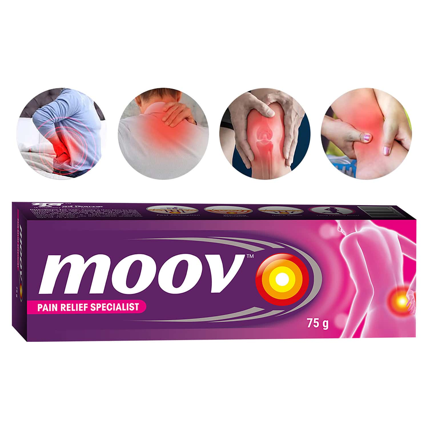 Moov Fast Pain Relief Cream - 75g | Suitable For Back Pain, Muscle Pain, Joint Pain, Knee Pain