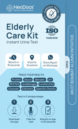 Neodocs Elderly Care Kit | Instant At-Home Urine Test | Track 10+ Parameters | Glucose, Protein, Liver, Kidney, Uti, Ph, + More