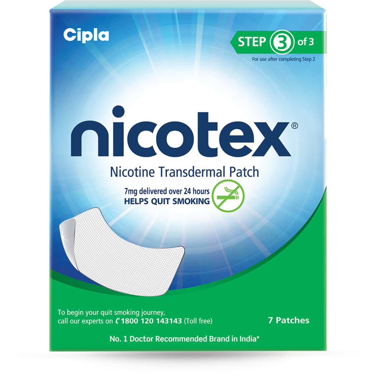 Nicotex Nicotine Patch 7mg (7 Patches)|Helps Quit Smoking|