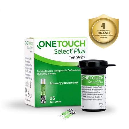 Onetouch Select Plus Test Strips | Pack Of 25 Strips | For Use With Onetouch Select Plus Simple