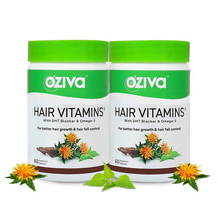 Oziva Plant Based Hair Vitamins (Pack Of 2) | Hair Vitamins For Hair Growth