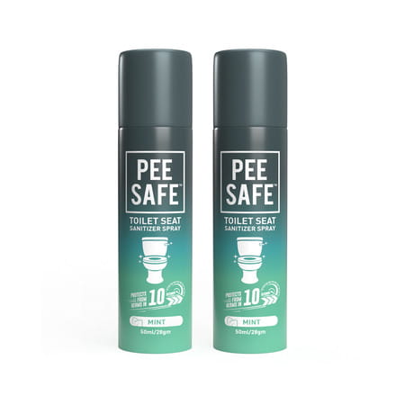 Pee Safe Toilet Seat Sanitizer Spray (50ml - Pack Of 2) - Mint |Kills 99.9% Germs & Travel Friendly