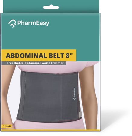 Pharmeasy Abdominal Binder / Waist Trimmer 8 - Supports Back - Gives Slimmer Look - Universal