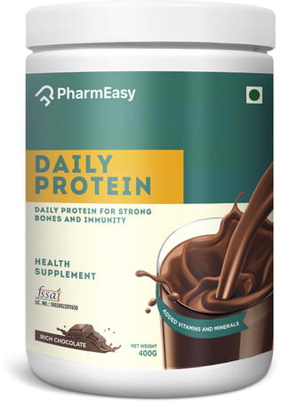 Pharmeasy Daily Protein For Strong Bones And Immunity Rich Chocolate Jar 400gm