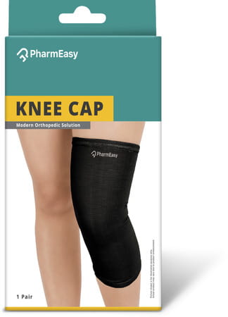 Pharmeasy Knee Cap (Pair) - Protects Knee Joints - Reduces Risk Of Injuries - Black - Large