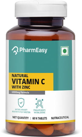 Pharmeasy Vitamin C (990mg) With Zinc (10mg) - Powerful Immunity Booster - 60 Veg Tablets