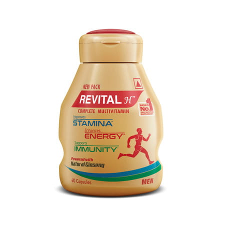 Revital H Men Multivitamin With Calcium Zinc & Ginseng For Immunity Strong Bones (60 Capsules)