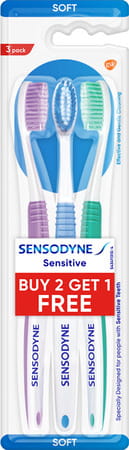 Sensodyne Toothbrush: Sensitive Toothbrush With Soft Rounded Bristles 3 Pieces (Buy 2 Get 1 Free)