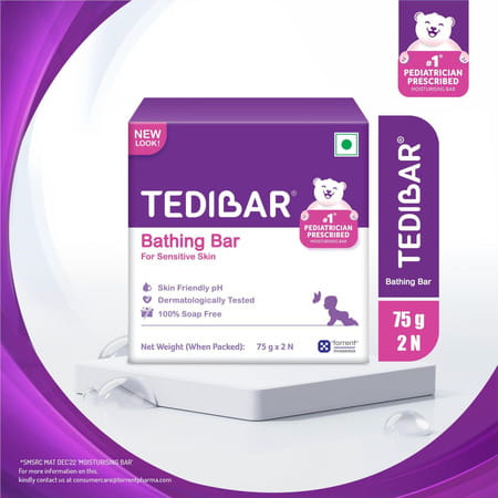 Tedibar Bathing Bar 75g Pack Of 2 (Soap Free For Sensitive Skin)