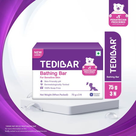 Tedibar Bathing Bar 75g Pack Of 3 (Soap Free For Sensitive Skin)