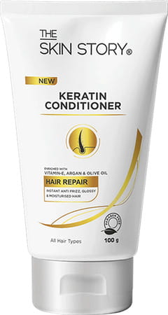 The Skin Story Sulphate Free Anti Frizz Keratin Hair Conditioner Instant Gloss, Vit E Olive Oil 100g