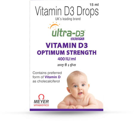 Ultra D3 Natural Pineapple Flavour 400iu Vitamin D3 For Infants Vitamin Drops Bottle Of 15 Ml