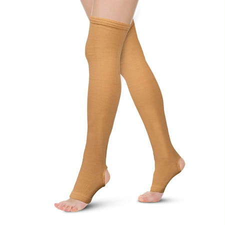 Vissco Varicose Vein Stockings For Leg Compression To Improve Blood Circulation- Medium (Beige)